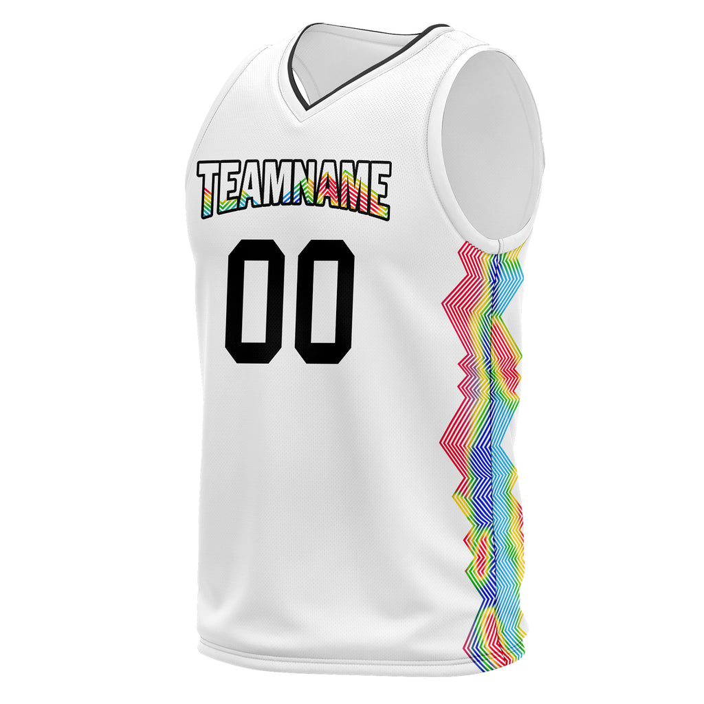 Custom White Rainbow City Edition Personalized Sports Uniform Authentic Basketball Jersey BBJ01-D06101-8