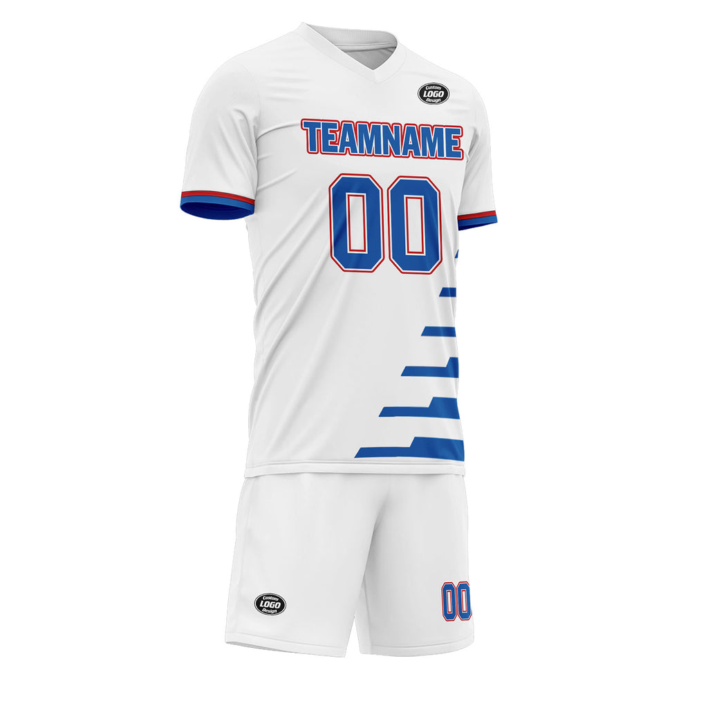 Custom White Blue Soccer Sets Jersey Personalized SCJ101-D28029