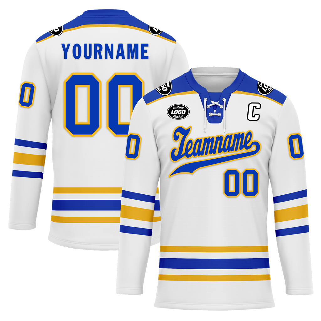 Custom White Blue Personalized Hockey Jersey HCKJ01-D0a70ab