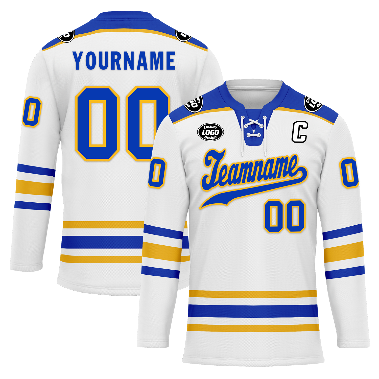 Custom White Blue Personalized Hockey Jersey HCKJ01-D0a70ab