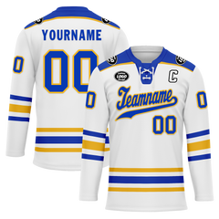 Custom White Blue Personalized Hockey Jersey HCKJ01-D0a70ab