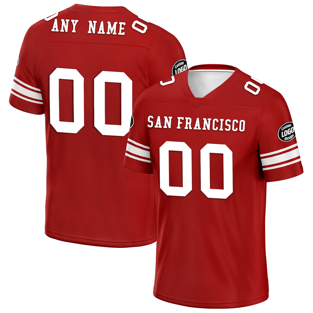 Custom Red White San Francisco Personalized Authentic Football Jersey FBJ02-D020256-13