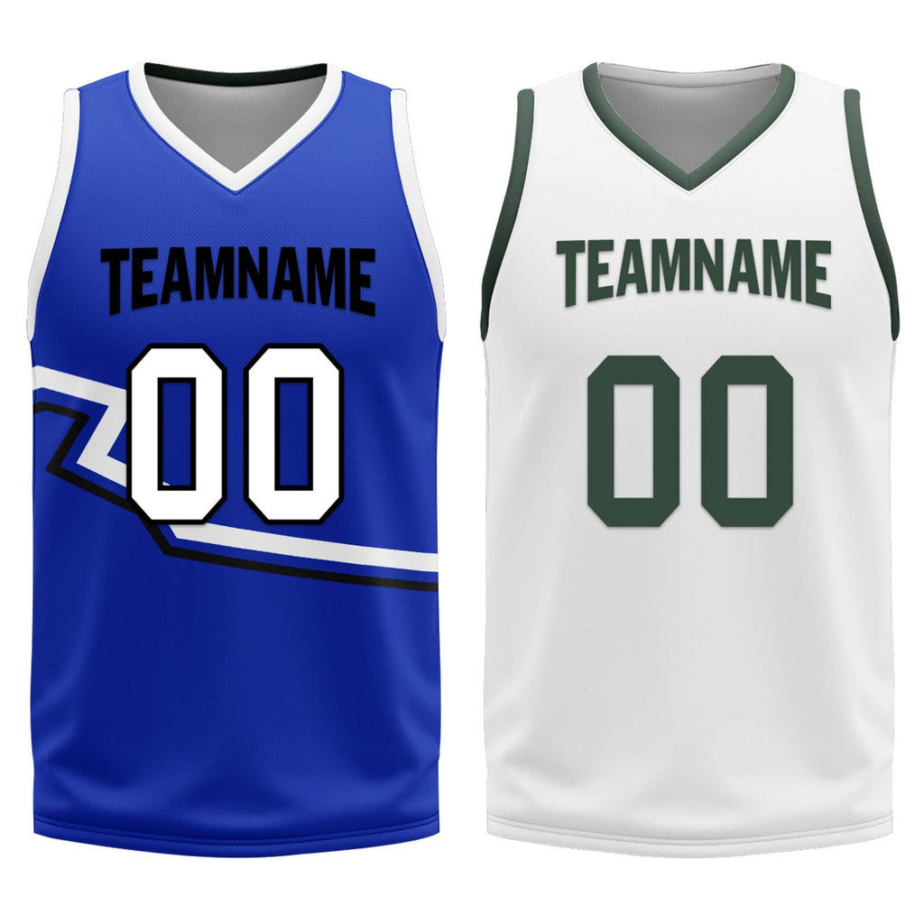 Custom Lake Blue White Milwaukee City Edition Personalized Reversible Basketball Set Sports Basketball Jersey BBJ01R-D0610-17