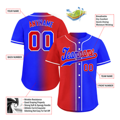 Custom Red Blue Gradient Fashion Personalized Authentic Baseball Jersey BSBJ01-D0a707b