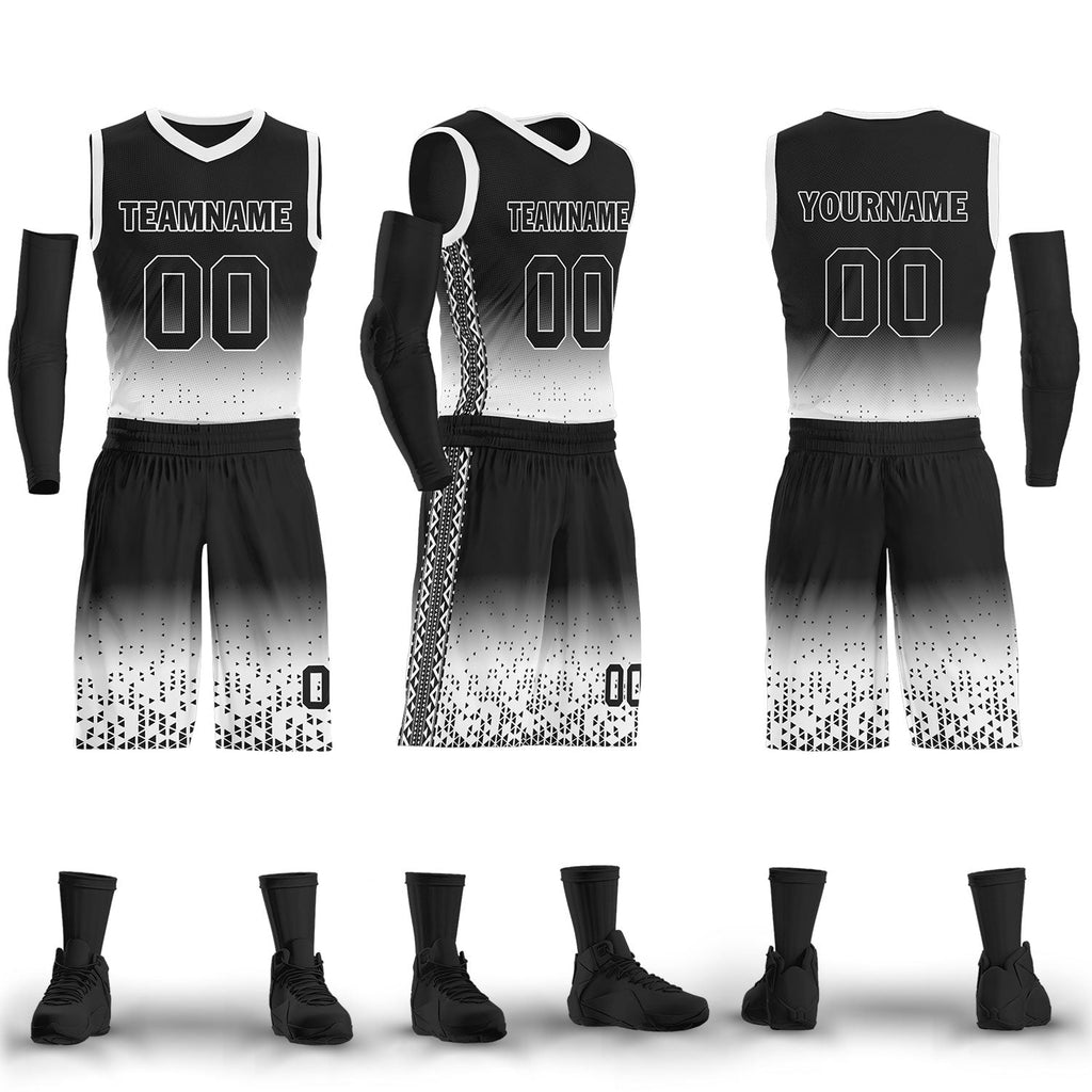 Custom Black White Fade Fashion Sports Uniform Basketball Jersey BBJ01-D020102-2