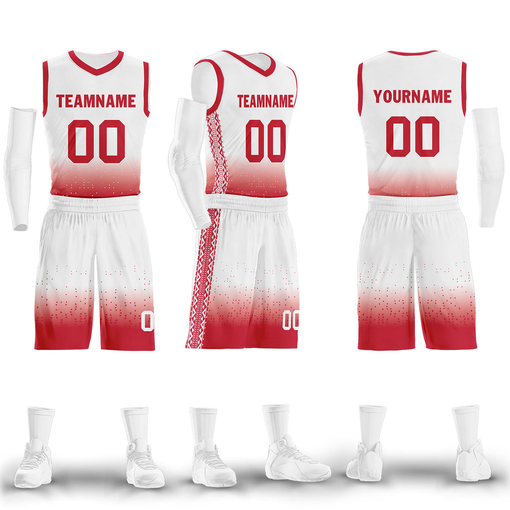 Custom White Red Fade Fashion Sports Uniform Basketball Jersey BBJ01-D020102-8