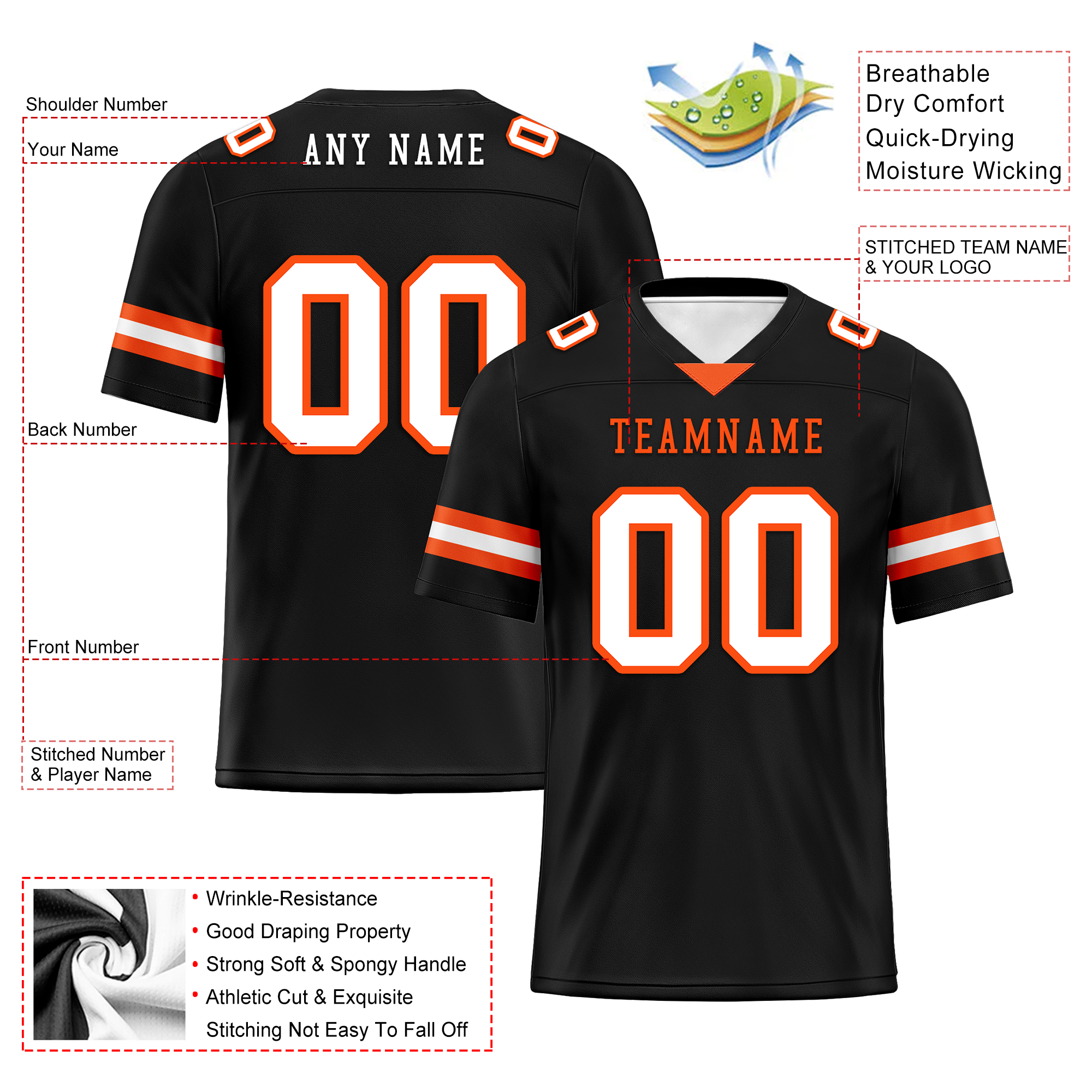 Custom Black Classic Style Personalized Authentic Football Jersey FBJ02-bd0a70c0