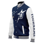 Custom Blue White Dallas Jacket Bomber Full-Snap Varsity Letterman Personalized Jacket FZ005SX-D020290-9