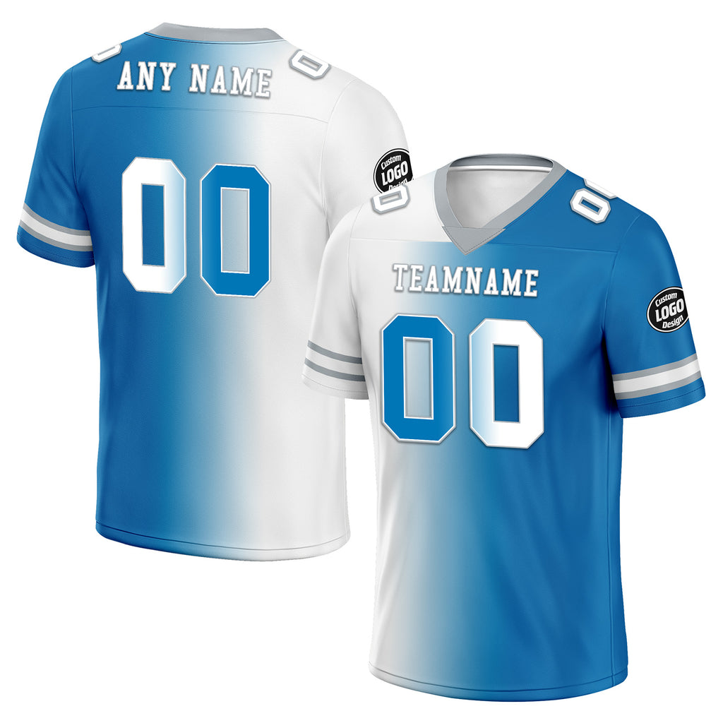 Custom Blue White Michigan Personalized Authentic Football Jersey FBJ02-D028017-6