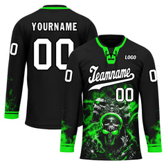 Custom Balck Green Gothic Personalized Hockey Jersey HCKJ01-E0601-01