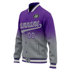 Custom Purple Gray Fade Fashion Jacket Bomber Full-Snap Varsity Letterman Personalized Jacket FZ005-D020229-13