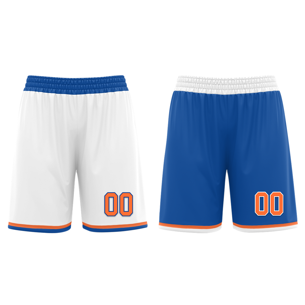 Custom White Blue Classic Style Reversible Basketball Uniform Personalized COOLMAX BBJR-D017016