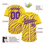 Custom Gold Purple Zebra Pattern Personalized Authentic Baseball Jersey BSBJ01-D020201-14
