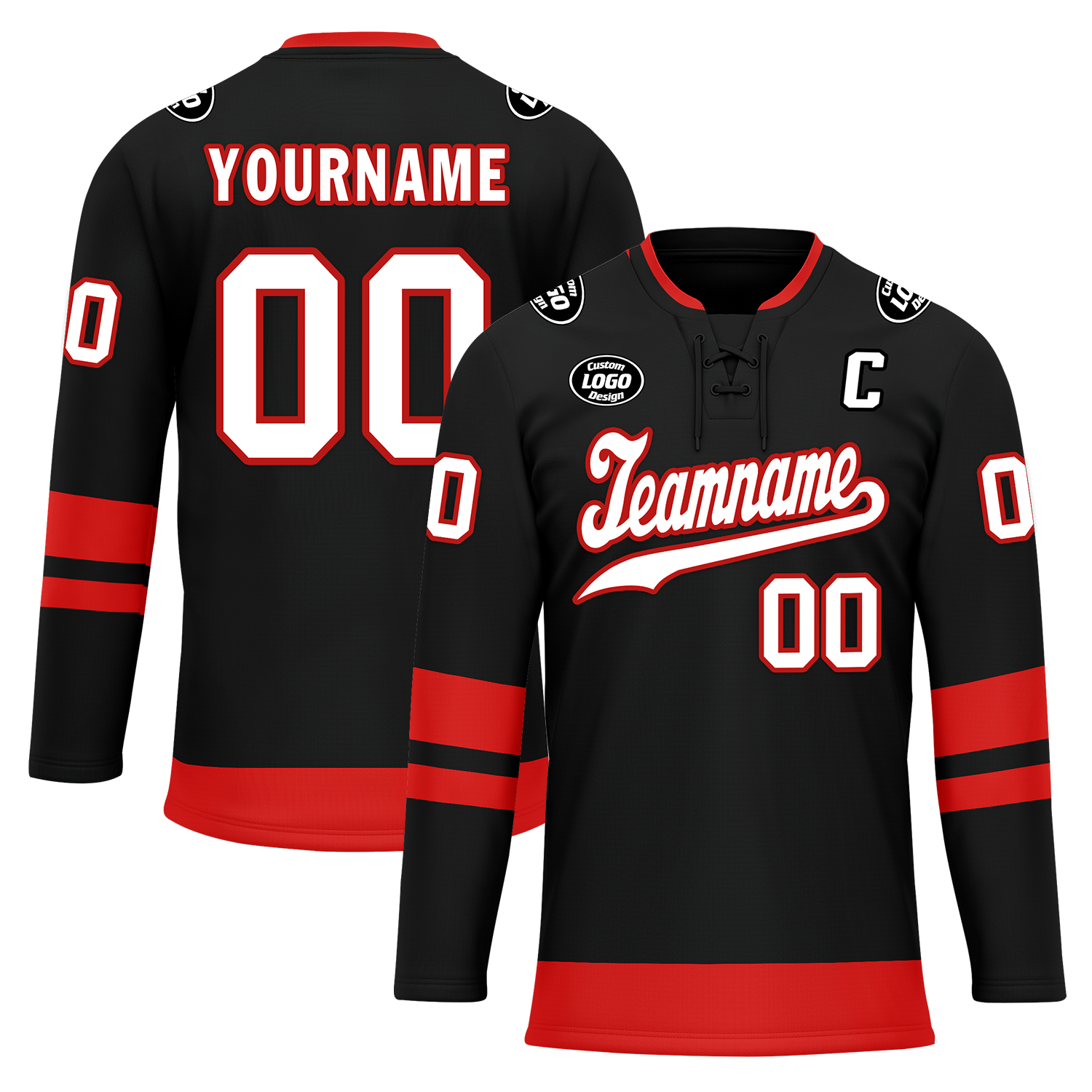 Custom Black Red Personalized Hockey Jersey HCKJ01-D0a700b