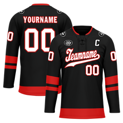 Custom Black Red Personalized Hockey Jersey HCKJ01-D0a700b