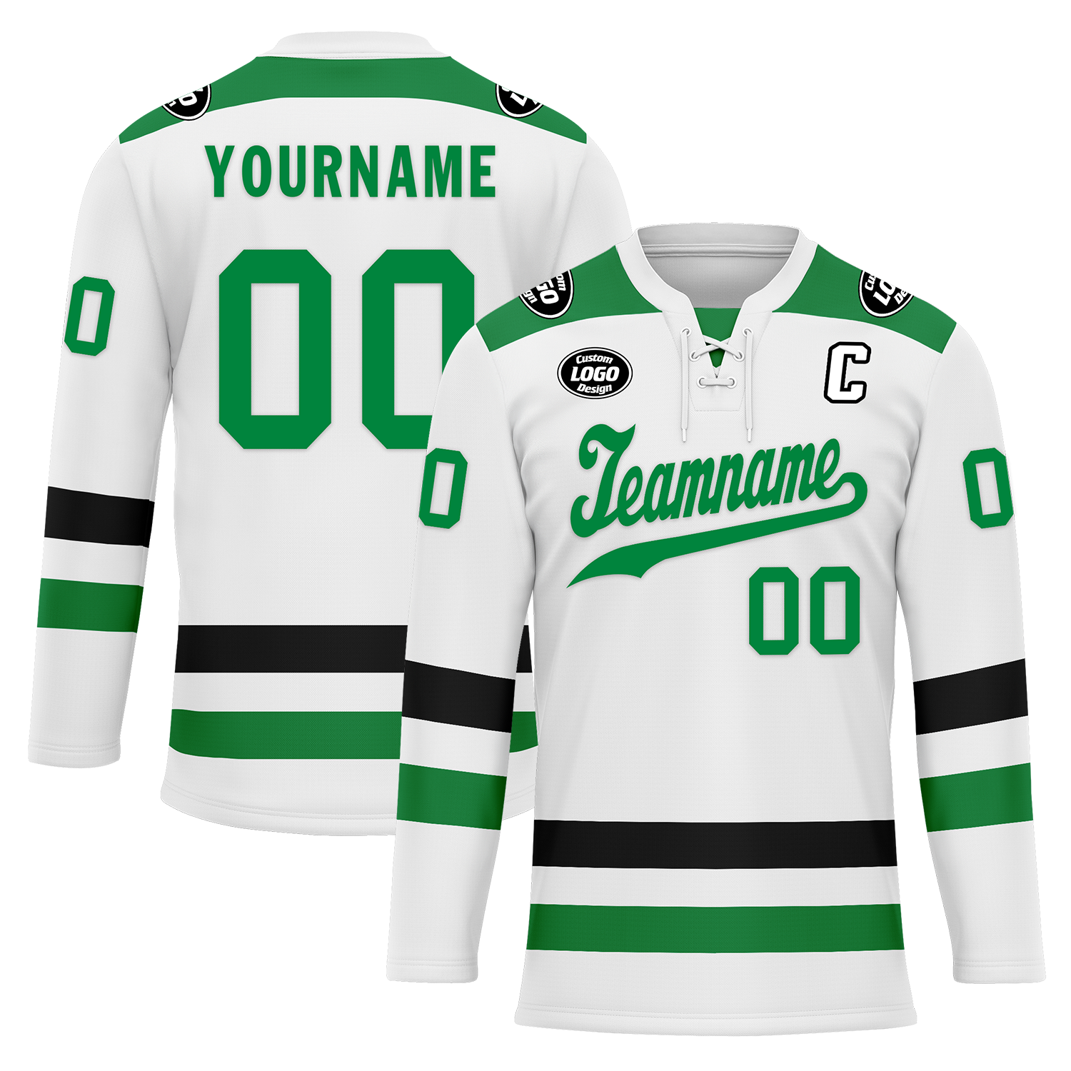 Custom White Green Personalized Hockey Jersey HCKJ01-D0a70b7