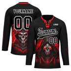 Custom Black Red Gothic Personalized Hockey Jersey HCKJ01-E0601-08