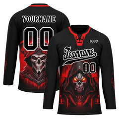 Custom Black Red Gothic Personalized Hockey Jersey HCKJ01-E0601-08