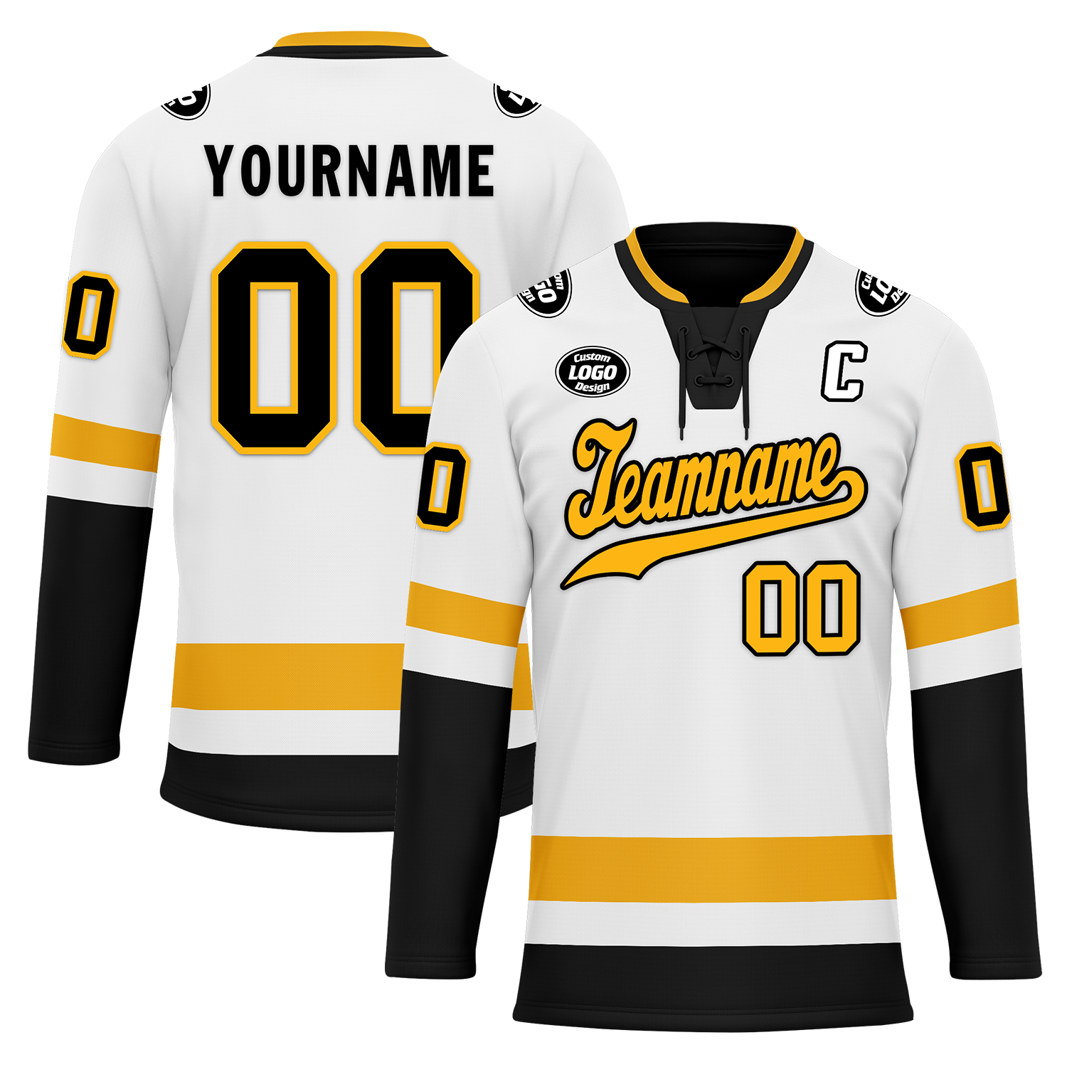 Custom White Black Personalized Hockey Jersey HCKJ01-D0a70a0