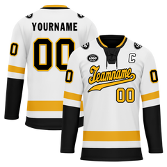 Custom White Black Personalized Hockey Jersey HCKJ01-D0a70a0