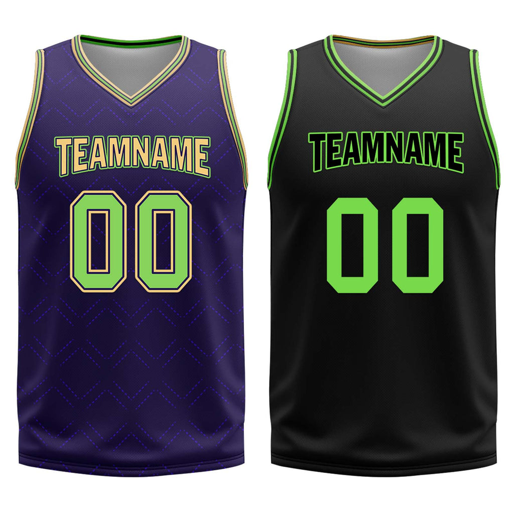 Custom Purple Green Gold New Orleans City Edition Personalized Reversible Basketball Set Sports Basketball Jersey BBJ01R-D0610-19