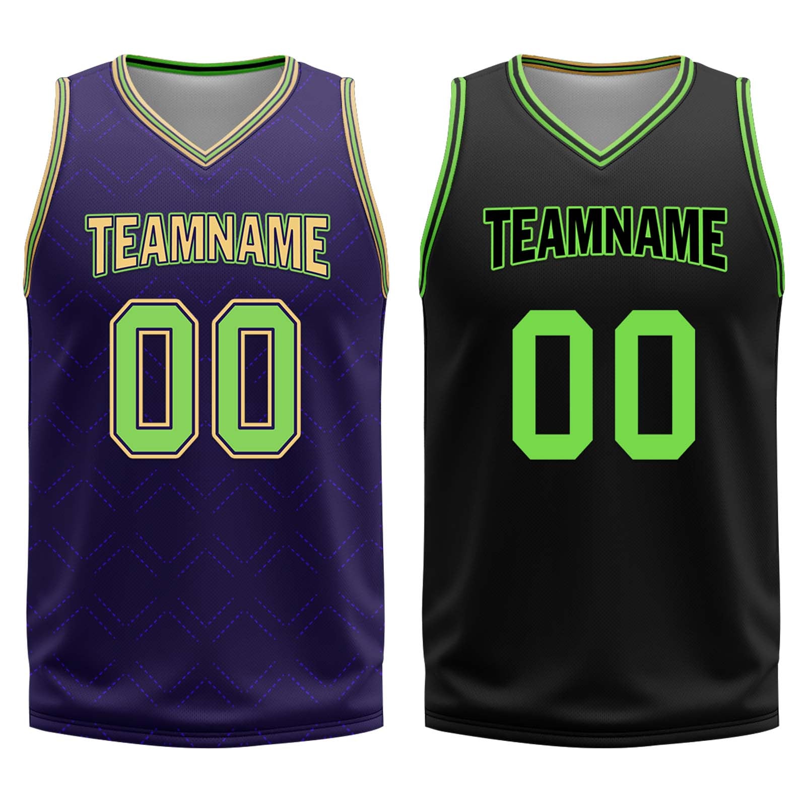 Custom Purple Green Gold New Orleans City Edition Personalized Reversible Basketball Set Sports Basketball Jersey BBJ01R-D0610-19