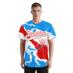 Custom Blue White Fiery Red Puerto Rico Flag Personalized Authentic Baseball Jersey BSBJ01-E06022-4