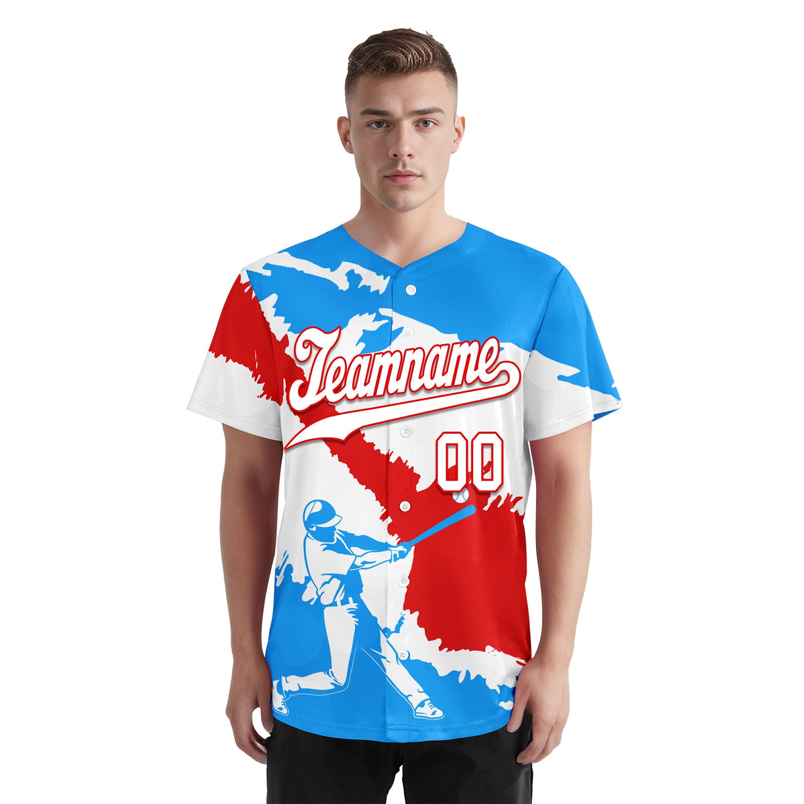 Custom Blue White Fiery Red Puerto Rico Flag Personalized Authentic Baseball Jersey BSBJ01-E06022-4