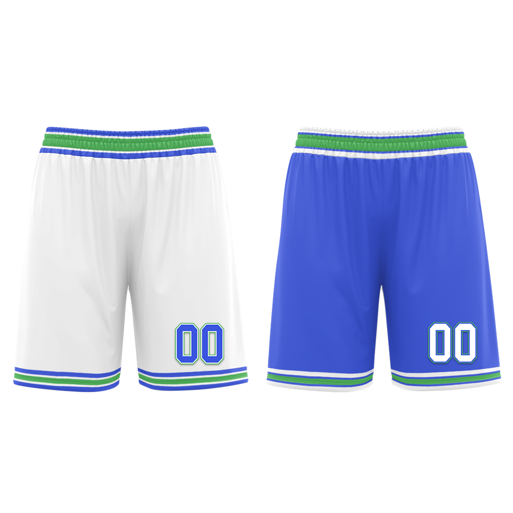 Custom White Blue Classic Style Reversible Basketball Uniform Personalized COOLMAX BBJR-D017045