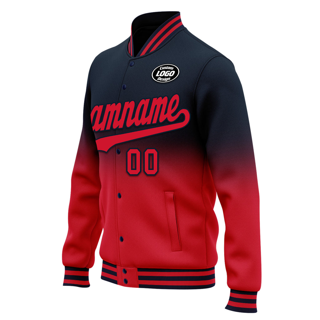 Custom Blue Red Fade Fashion Jacket Bomber Full-Snap Varsity Letterman Personalized Jacket FZ005-D020229-4