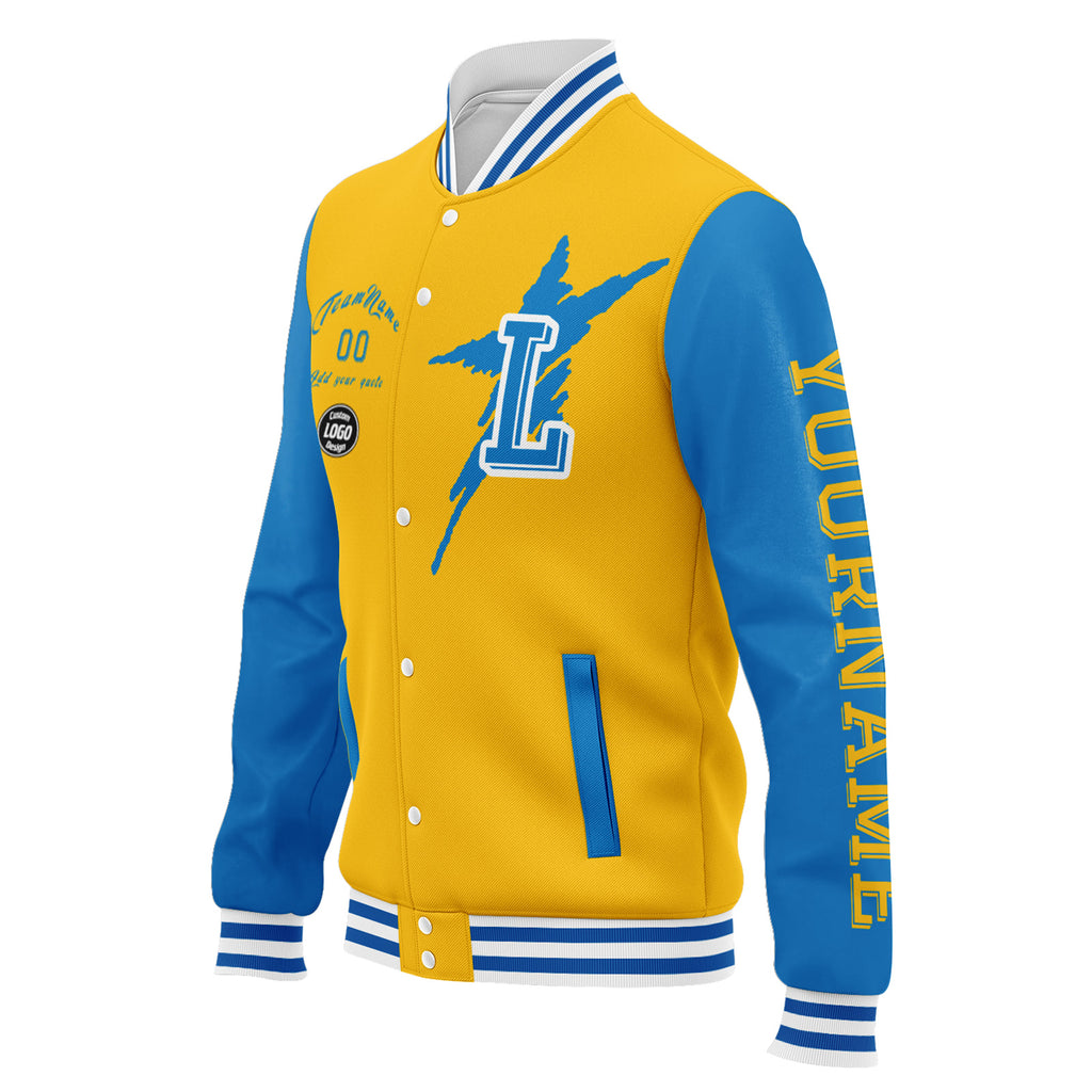 Custom Yellow Blue Los Angeles Jacket and Sports Shoes Combo Offer Personalized Combo ZH-D020294-22
