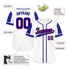 Custom White Blue Raglan Sleeves Personalized Authentic Baseball Jersey BSBJ01-D017168