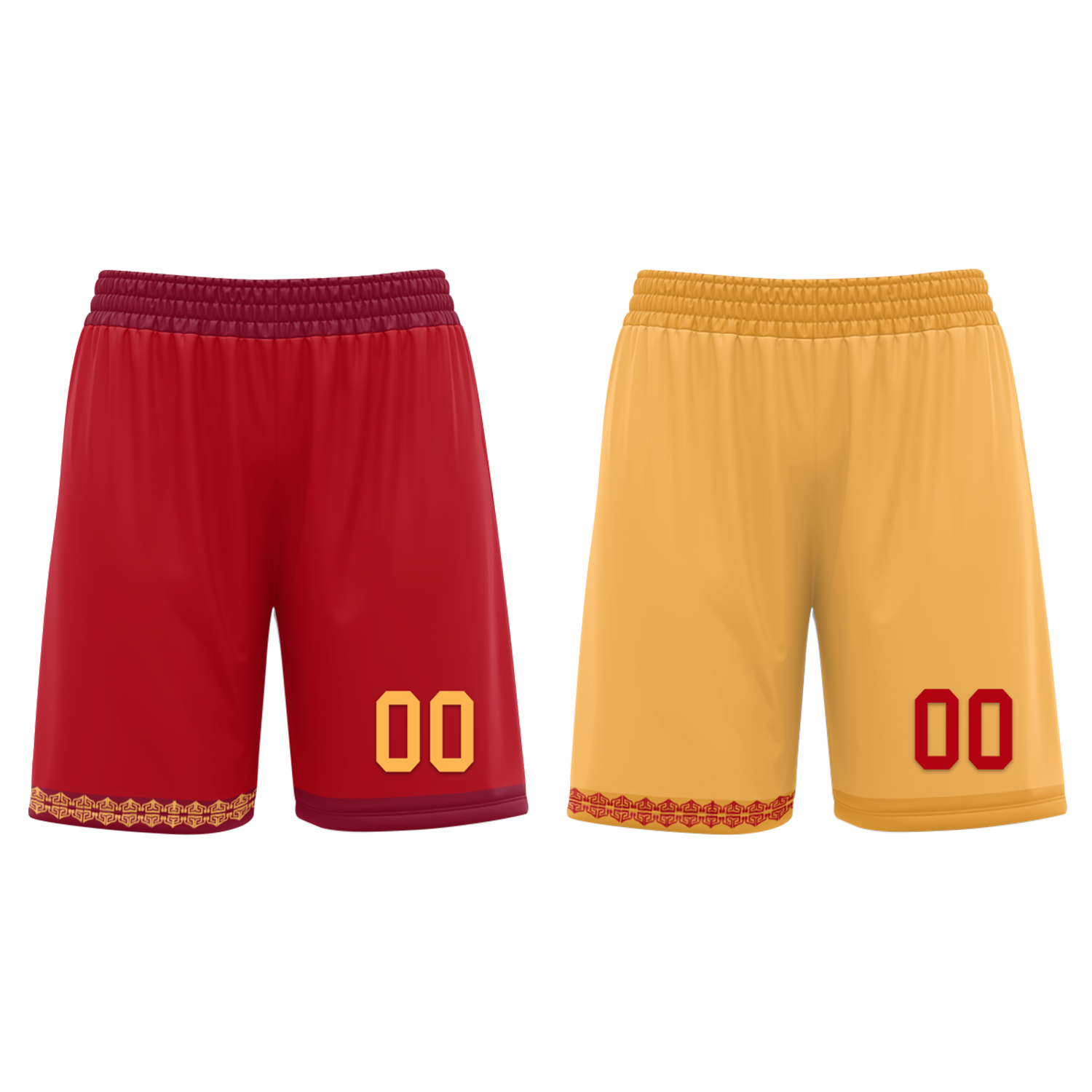 Custom Red Yellow Classic Style Reversible Basketball Uniform Personalized COOLMAX BBJR-D017011