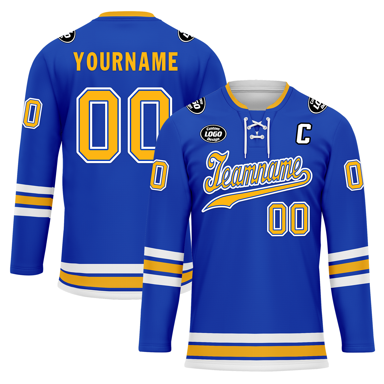 Custom Blue Yellow Personalized Hockey Jersey HCKJ01-D0a70cc