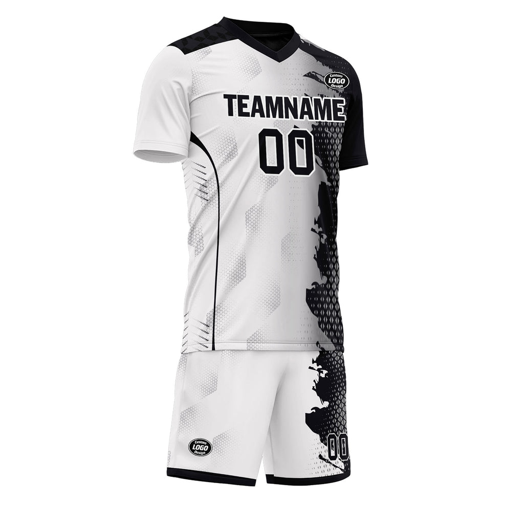 Custom Black White Soccer Sets Jersey Personalized SCJ101-D020210-2
