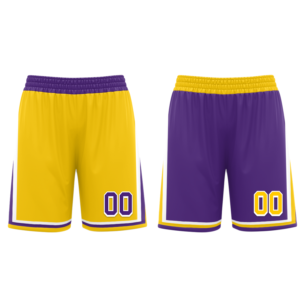 Custom Yellow Purple Classic Style Reversible Basketball Uniform Personalized COOLMAX BBJR-D017034