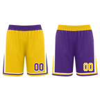 Custom Yellow Purple Classic Style Reversible Basketball Uniform Personalized COOLMAX BBJR-D017034
