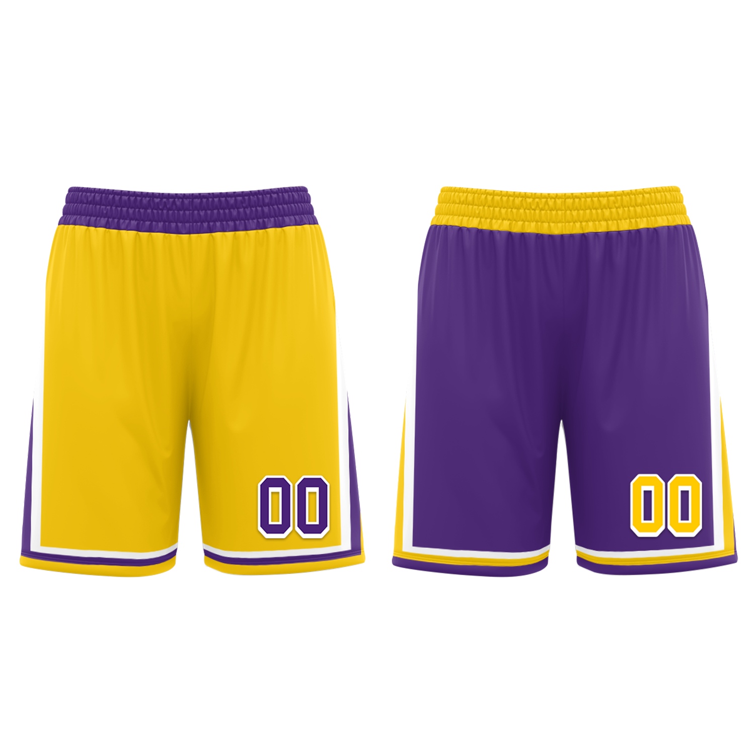 Custom Yellow Purple Classic Style Reversible Basketball Uniform Personalized COOLMAX BBJR-D017034