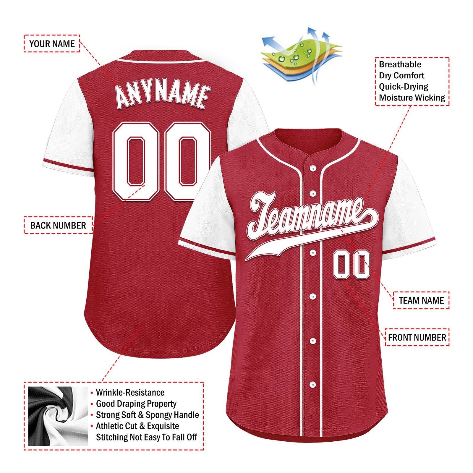 Custom Burgundy White Raglan Sleeves Personalized Authentic Baseball Jersey BSBJ01-D020200-18