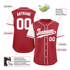 Custom Burgundy White Raglan Sleeves Personalized Authentic Baseball Jersey BSBJ01-D020200-18