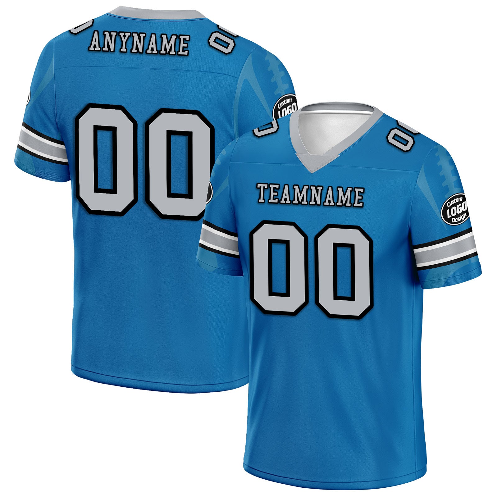 Custom Blue Detroit Personalized Authentic Football Jersey FBJ02-D025033-9