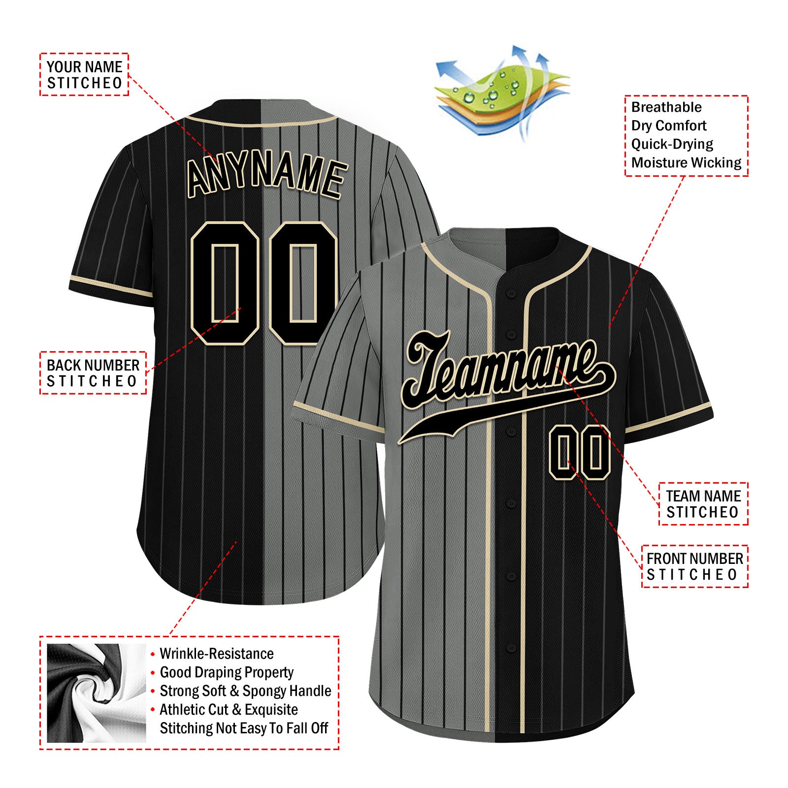 Custom Stripe Fashion Personalized Authentic Baseball Jersey BSBJ01-E06043-3