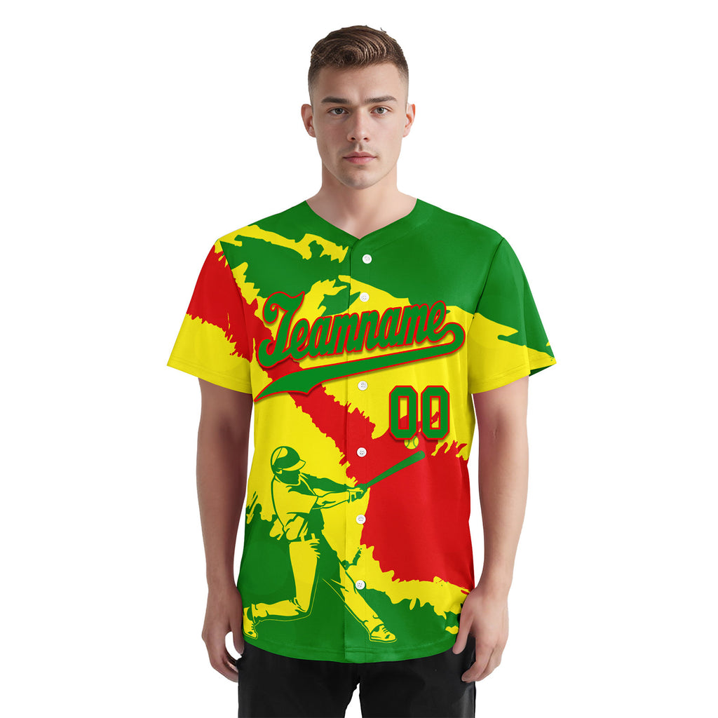 Custom Grass Green Red Yellow Bolivian Flag Personalized Authentic Baseball Jersey BSBJ01-E06022-12