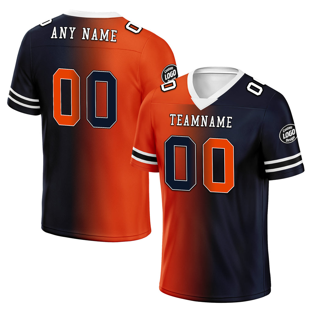 Custom Deep Blue Orange Illinois Personalized Authentic Football Jersey FBJ02-D028017-4