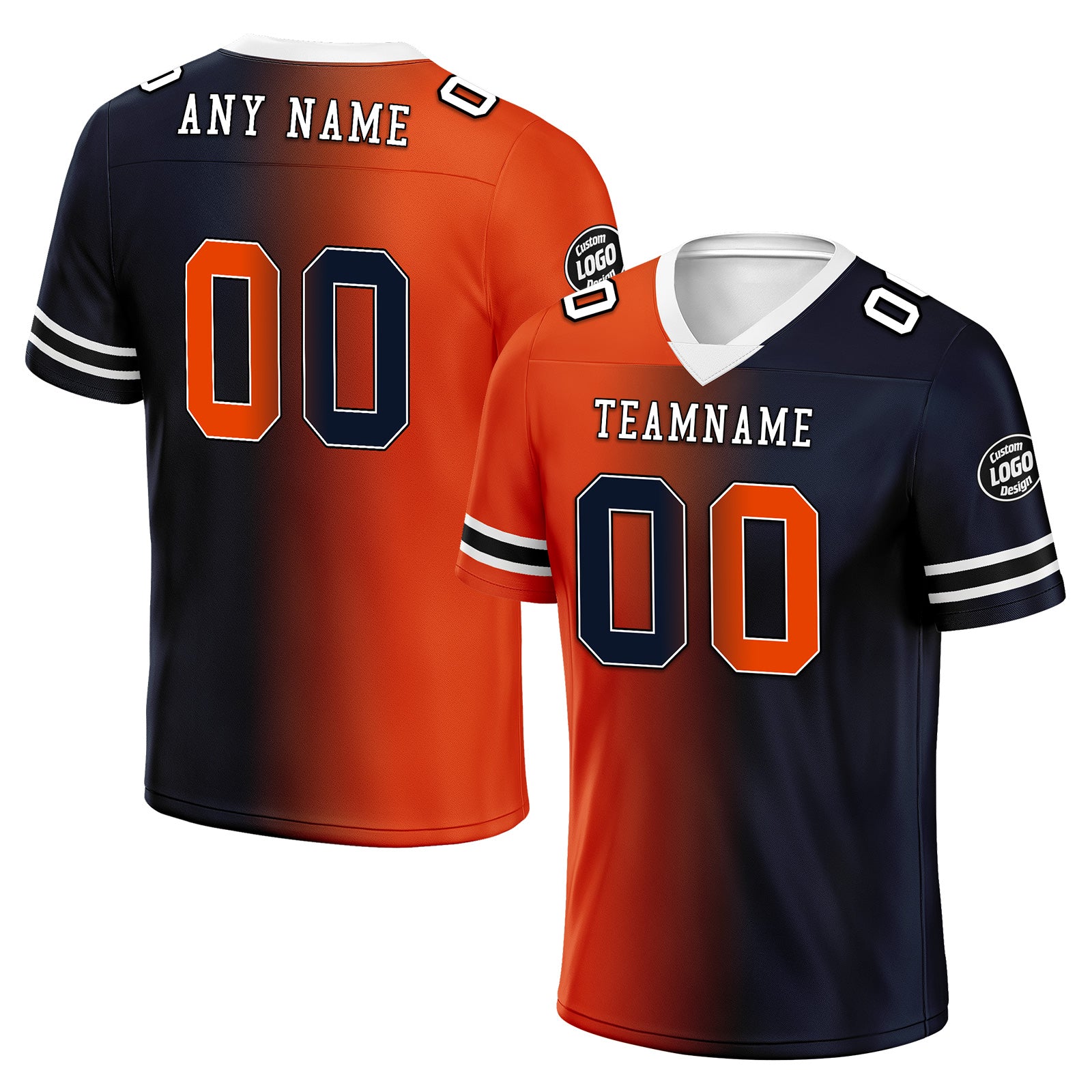 Custom Deep Blue Orange Illinois Personalized Authentic Football Jersey FBJ02-D028017-4