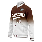 Custom Brown White Fade Fashion Jacket Bomber Full-Snap Varsity Letterman Personalized Jacket FZ005-D020229-24