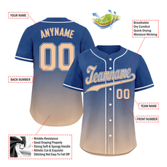 Custom Blue Beige Fade Fashion Personalized Authentic Baseball Jersey BSBJ01-D0a70da