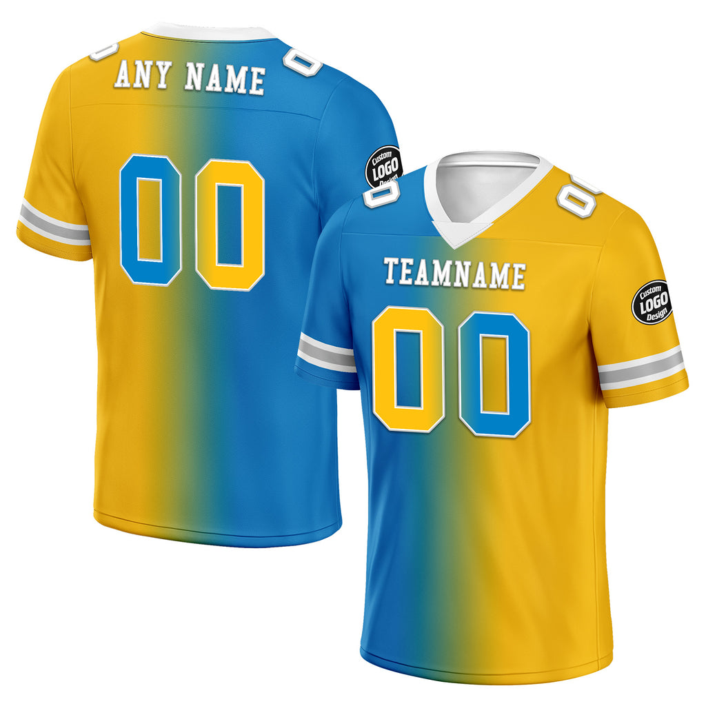 Custom Yellow Blue California Personalized Authentic Football Jersey FBJ02-D028017-27