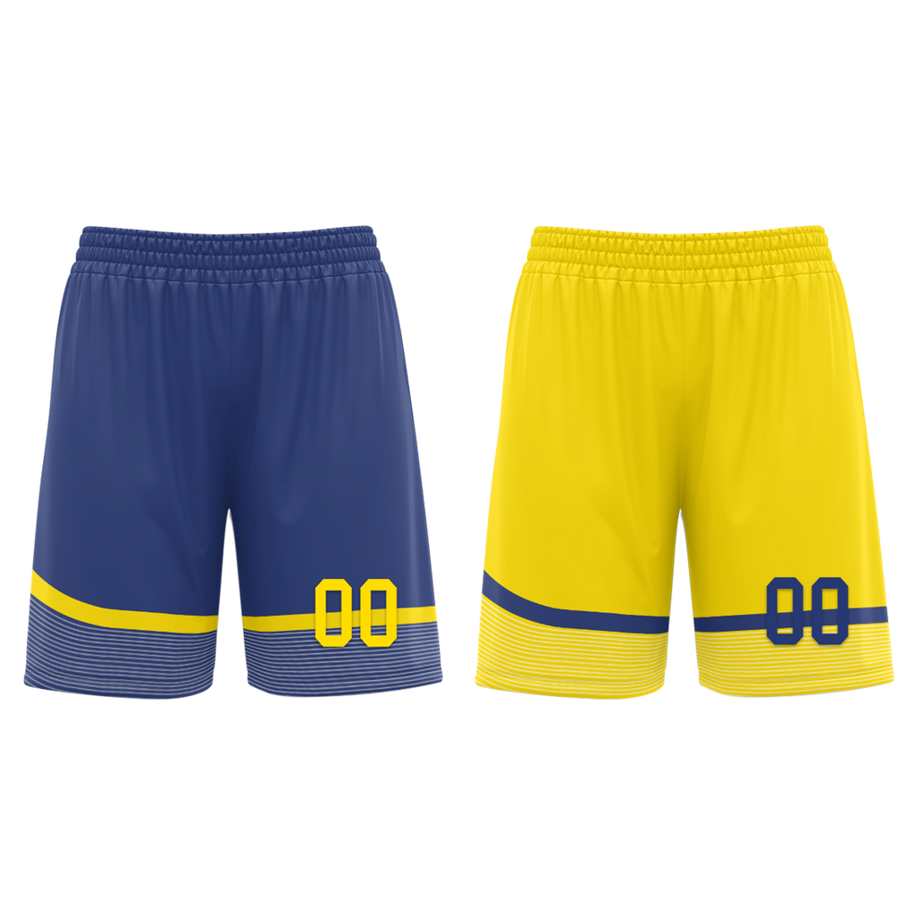 Custom Blue Yellow Classic Style Reversible Basketball Uniform Personalized COOLMAX BBJR-D017003