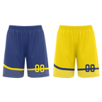 Custom Blue Yellow Classic Style Reversible Basketball Uniform Personalized COOLMAX BBJR-D017003